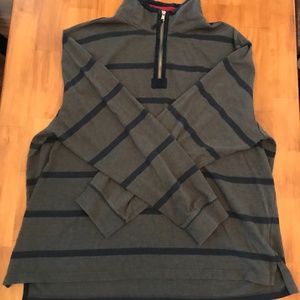 Dark Grey & Navy Blue Striped 1/4 Zip Sweater